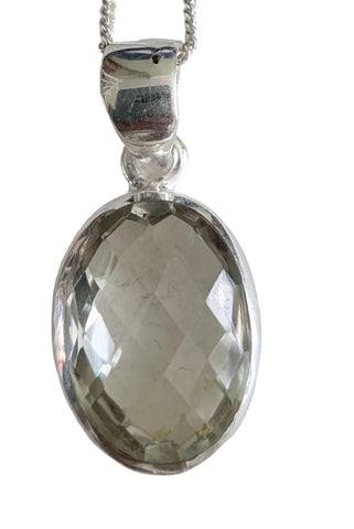 Jesil Green Amethyst Silver Pendant and Chain