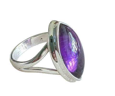 Marquise Amethyst Silver Ring