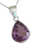 Fuhao  Amethyst  Faceted Silver Pendant and Chain
