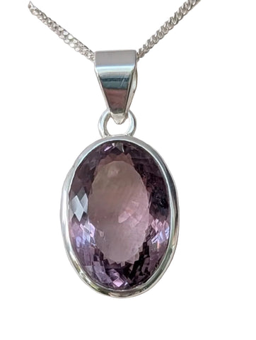 Serikali Faceted Amethyst Silver Pendant and Chain