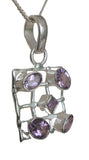 Meshed Amethyst Silver pendant with Chain