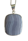 Cerridwen Blue Lace Agate Silver Pendant and Chain