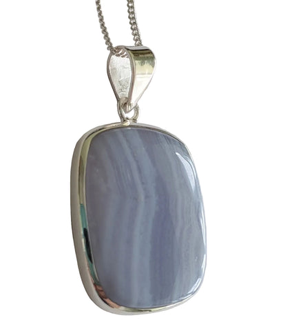 Cerridwen Blue Lace Agate Silver Pendant and Chain