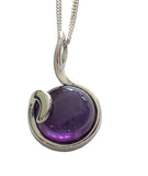 Amethyst Curlicue Silver Pendant and Chain