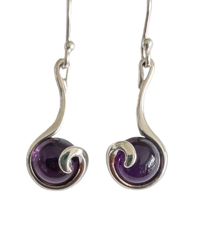 Curlicue Amethyst Siver Earrings