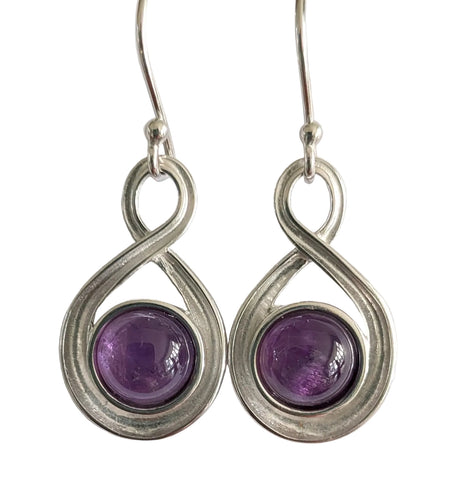 Infinity Amethyst Silver Earrings