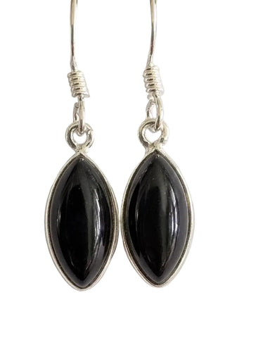 Black Onyx Silver Earrings