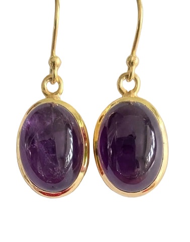 Silver Gold Plated Amethyst Earrings