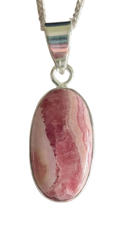 Paraguay Rhodocrosite Silver Pendant and Chain