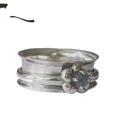 Tampa Blue Topaz Silver Spinning Ring