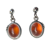 Dotted Amber Silver Earrings