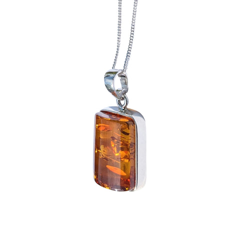 Miele Amber Silver Pendant and Chain