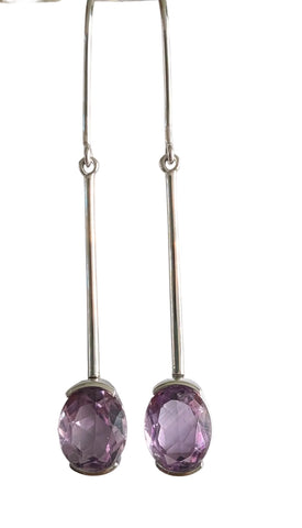 9ct White Gold Amethyst Faceted Earrings