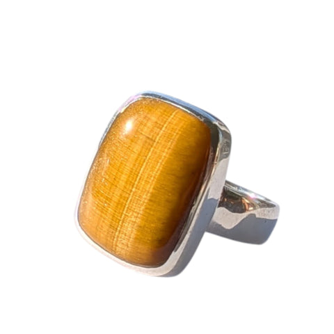 Kedi Tiger`sEye Silver Ring