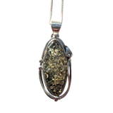 Kanamohana Green Amber Silver Pendant and Chain