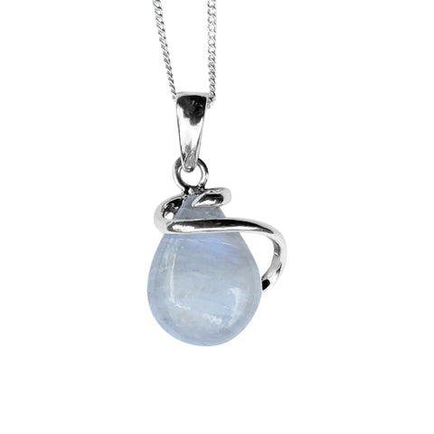 Lunaris White Moonstone Silver Pendant and Chain