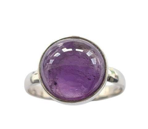 Spherical Amethyst Silver Ring