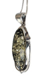Kumetha green Amber Silver Pendant and Chain