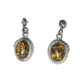 Dotted Green Amber Earrings