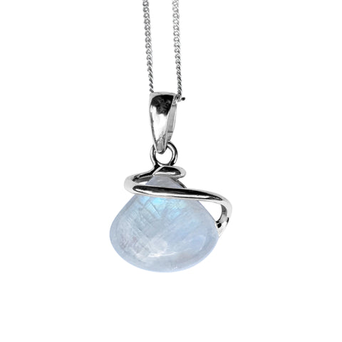 Aphroselene White Moonstone Silver Pendant and Chain