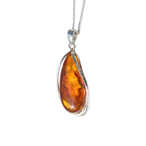 Nectar Amber Silver Pendant and Chain