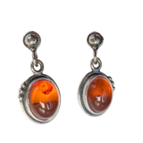 Dotted Amber Silver Earrings