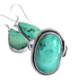 Flat Cabochon Turquoise Earrings