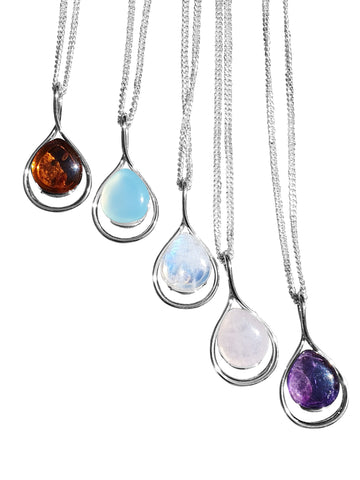 Gemstone Swoop Pendant and Chain