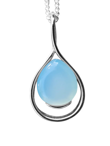 Crescent Aqua Agate PENDANT and Chain