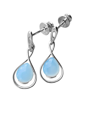 Crescent Aqua Agate Silver EARRINGS