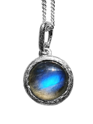 Hammered Gemstone Pendant and Chain