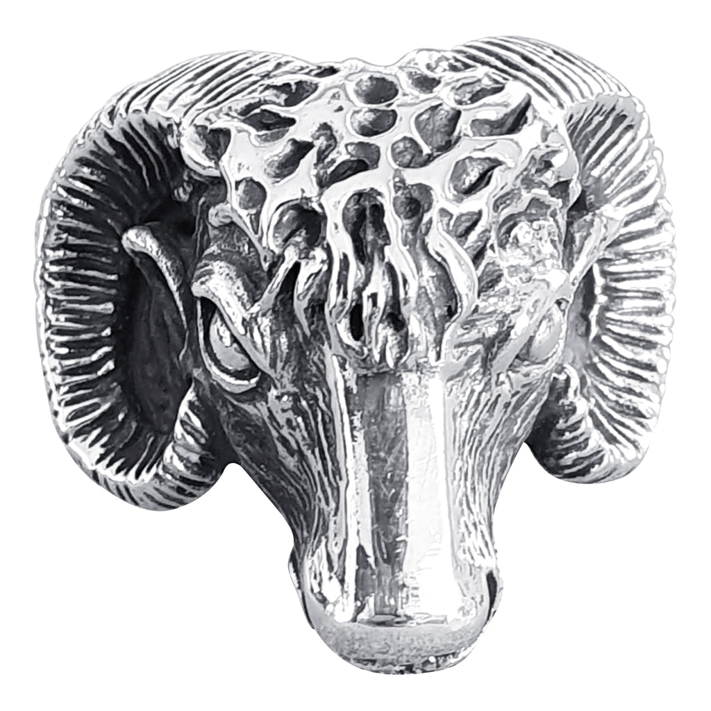 Silver Ram`s Head Ring – Outrage Jewellers