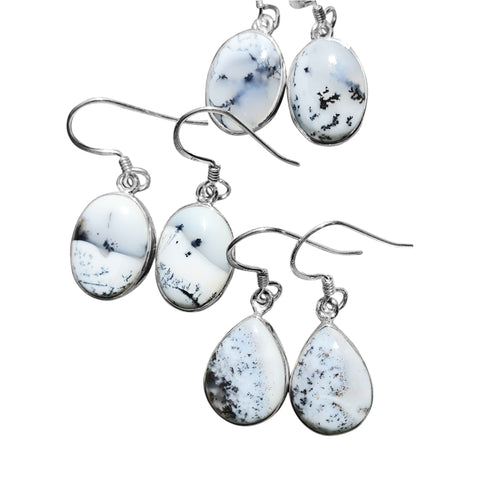 Merlinite and silver drop earrings