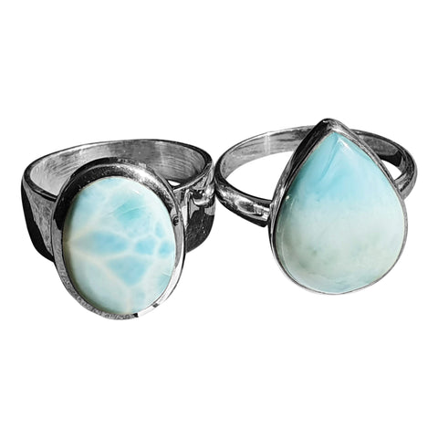 Larimar and Silver Rings