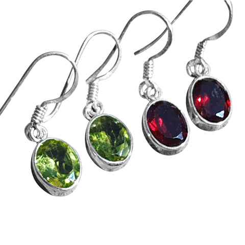 Facetted Oval Gemstone Earrings