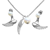Winged Pearl Necklace with Adjustable Chain