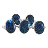 Oceanic Blue Paua Shell Silver Rings