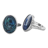 Oceanic Blue Paua Shell Silver Rings
