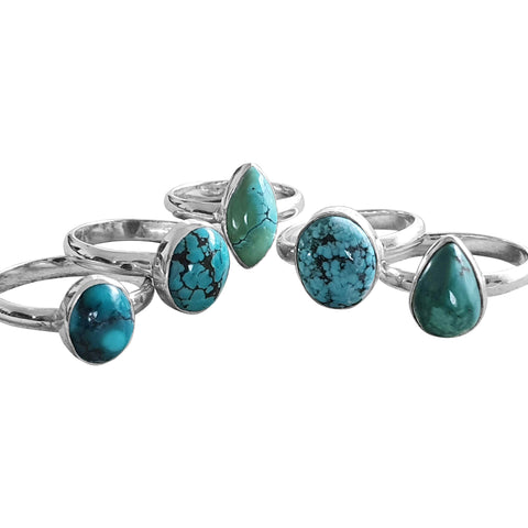 Turquoise Multi-shaped Rings