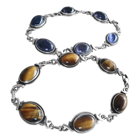 Tigers Eye or Iolite multi stone bracelet