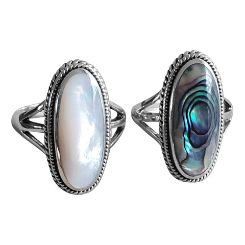 Mother of Pearl or Paua Shell Braided Ring