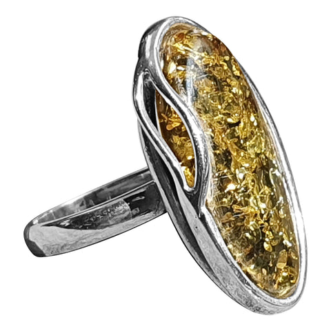 Green Amber Dewdrop Ring