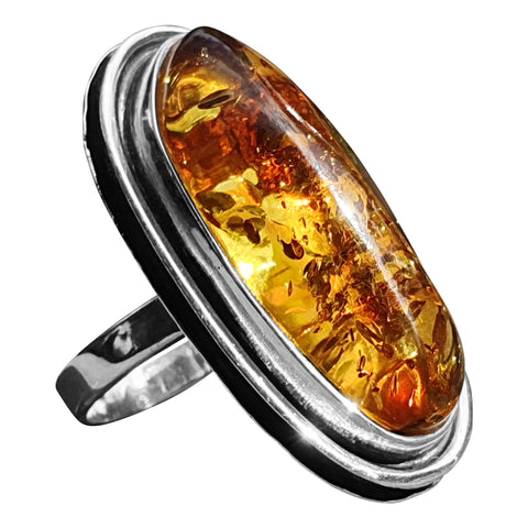 Vibrant Cognac Amber Ring