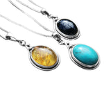 Gemstone Pendants with Amber, Turquoise, Black Onyx