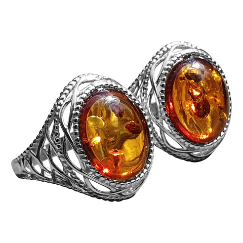 Baroque Style Amber Ring
