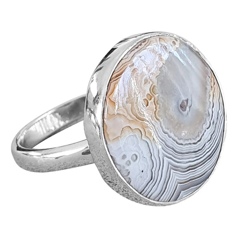 Round Crazy Lace Agate Ring