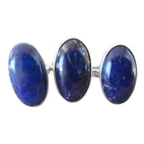 Elliptical Lapiz Lazuli Silver Rings