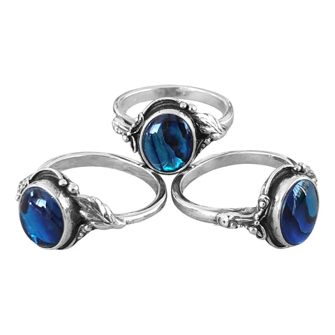 Blue Paua Shell Foliage Ring