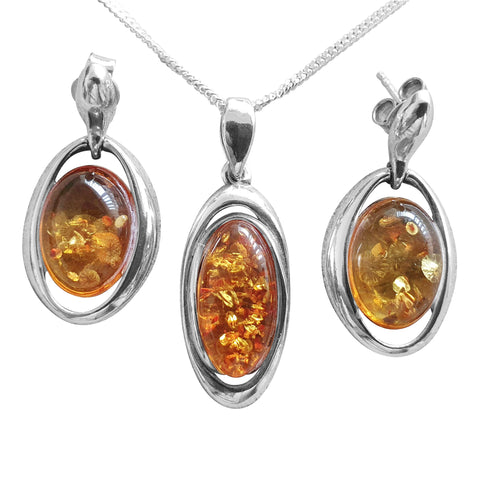 Amber Glow pendant and Earrings