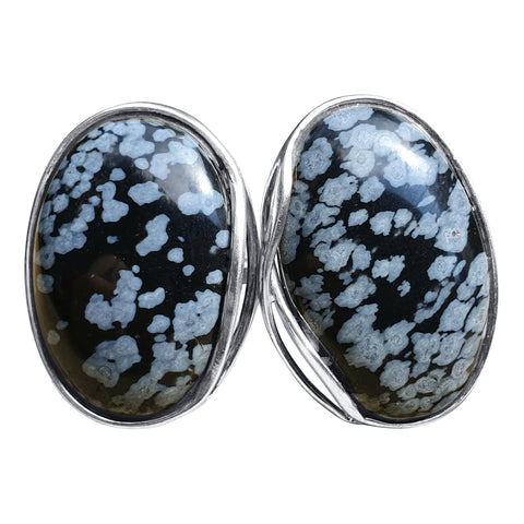 Infinity and Wave Snowflake Obsidian Rings